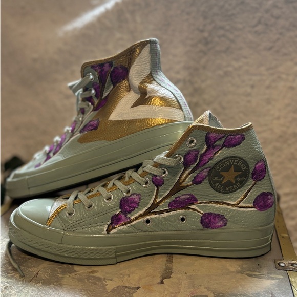 Converse Unisex High-Top Sneakers - Light Blue, Gold & Purple Sz 10 men - Picture 10 of 14